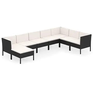 8dílná zahradní sedací souprava s poduškami polyratan černá, 3094420 (3094420)