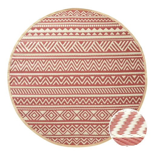 COLOUR CLASH Venkovní koberec pruhy 150 cm - sv. červená/krémová