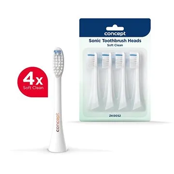 CONCEPT ZK0052 Náhradní hlavice k zubním kartáčkům PERFECT SMILE ZK500x, Soft Clean, 4 ks, bílé (ZK0052)