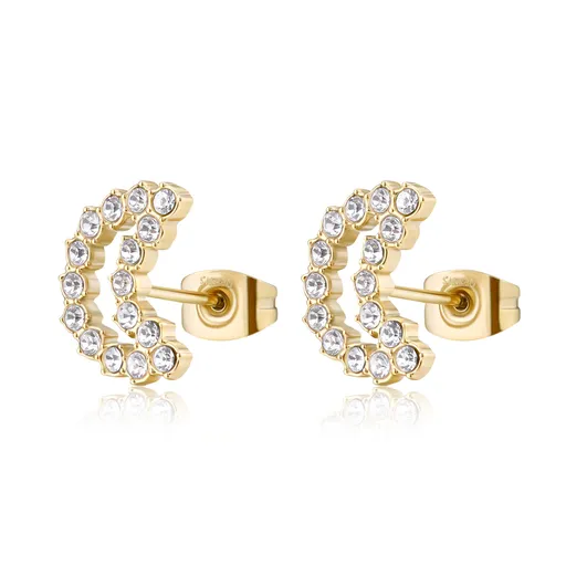 S'Agapõ Třpytivé ocelové náušnice ve tvaru půlměsíce Twinkle SWN28