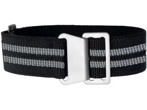 Elastický nylonový řemínek, černý-šedé proužky (motiv 25) - 20 mm