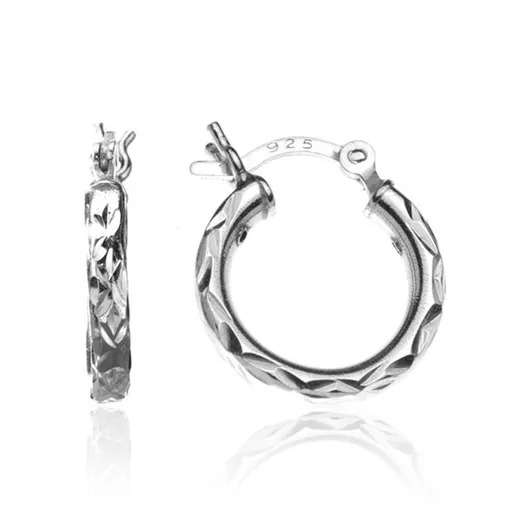 Kruhové stříbrné náušnice 925 - CIKCAK zářezy, 15 mm