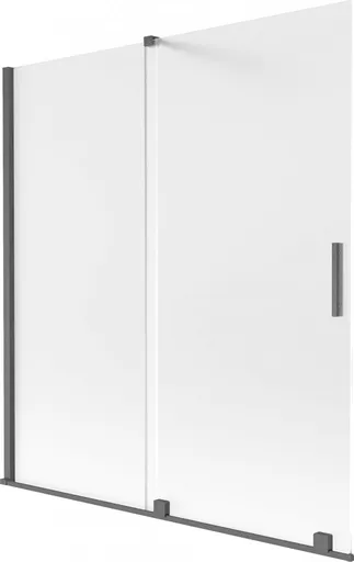 MEXEN/S Velar dvoukřídlá posuvná vanová zástěna 150 x 150, dekor, grafit kartáčovaná 896-150-000-31-66