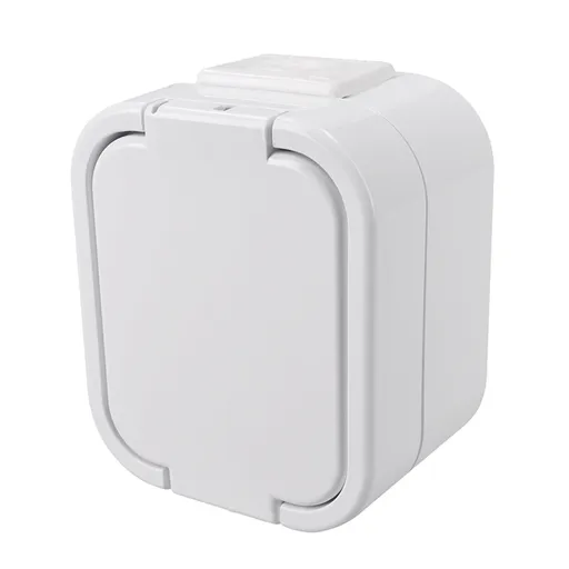 Solight zásuvka do vlhka s víčkem, bílá 5D06