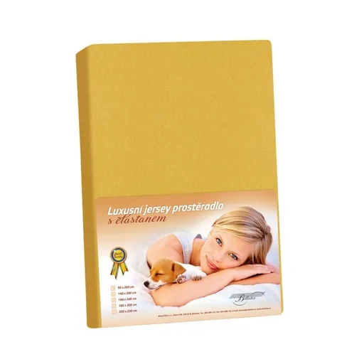 Bellatex Jersey prostěradlo s elastanem hořčicová, 160 x 200 cm