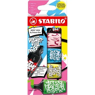 STABILO BOSS MINI by Snooze One - 5 ks sada - růžová, modrá, žlutá, zelená a černá (4006381592307)