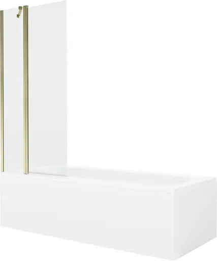 MEXEN/S Vega obdélníková vana 180 x 80 cm s panelem + vanová zástěna 80, transparent, zlatá 550118080X9408115000