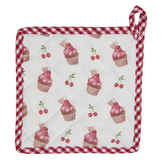 Bavlněná podložka pod hrnec Cherry Cupcake - 20*20 cm Clayre & Eef