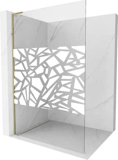 MEXEN/S Kioto L Sprchová zástěna WALK-IN 120 x 200, bílý vzor, zlatá 800-120-103-50-78 800-120-103-50-85