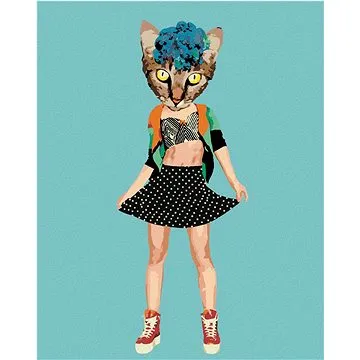 Malování podle čísel - Kočka v oblečení a květiny (HRAbz33527nad)