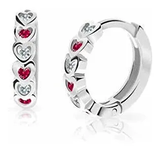Cutie Jewellery Dětské kruhové náušnice z bílého zlata C3339-80-X-2 červená
