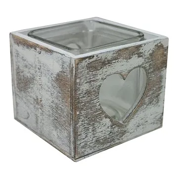 GOBA srdce patina dřevo-sklo 9 × 9 cm (9305282)