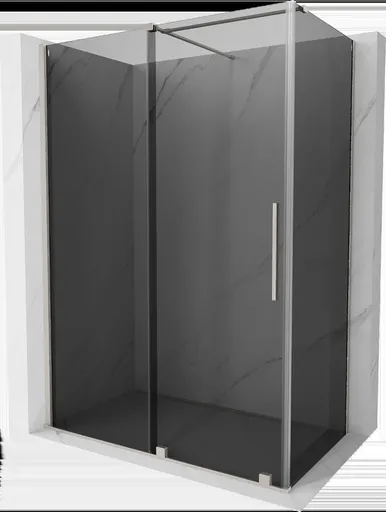 MEXEN/S Velar sprchový kout, posuvné dveře 140 x 75, grafit, nikl kartáčovaný 871-140-075-41-97