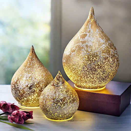 Weltbild LED Skleněné dekorace Golden Antique, sada 3 ks