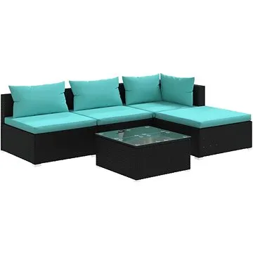 5dílná zahradní sedací souprava s poduškami polyratan černá, 3101617 (3101617)