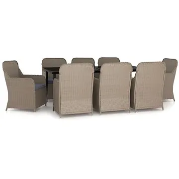 9dílný zahradní jídelní set s poduškami hnědý, 3099552 (3099552)