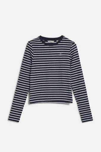 TOP GANT SHIELD SLIM RIBBED STRIPED TOP EVENING BLUE