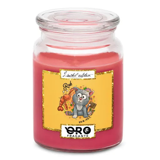 Svíčka Kočičí znamení – rak (Vůně svíčky: Višně v čokoládě)