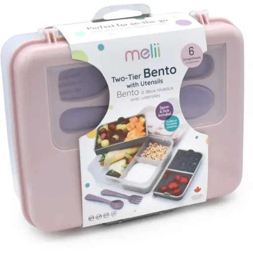 Melii Bento Box svačinový box Pink, Purple, Gray 1446 ml