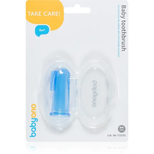 BabyOno Take Care First Toothbrush dětský zubní kartáček na prst s pouzdrem Blue 1 ks