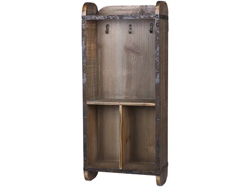 Hnědá dřevěná retro nástěnná skříňka na klíče - 26*12*60cm Chic Antique