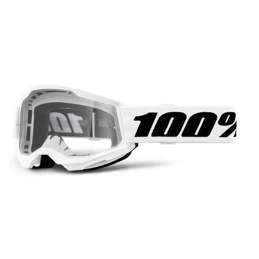 Dětské motokrosové brýle 100% Strata 2 Youth bílá, čiré plexi