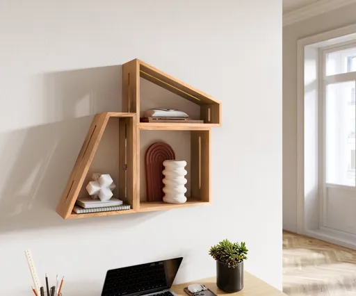 Sada 3 designových nástěnných polic Wyatt 70x55 cm přírodní