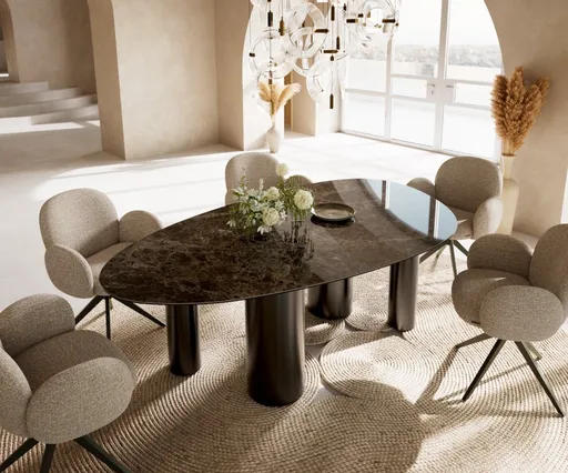 Jídelní stůl Edge oválný 220x120 keramika Laminam® Emperador