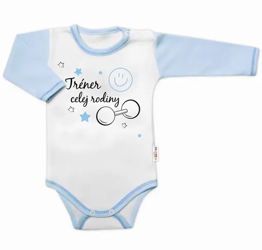 Baby Nellys Body dlouhý rukáv s vtipným textem  Trenér celej rodiny