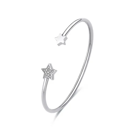 S'Agapõ Otevřený pevný náramek Hvězda Click SCK243