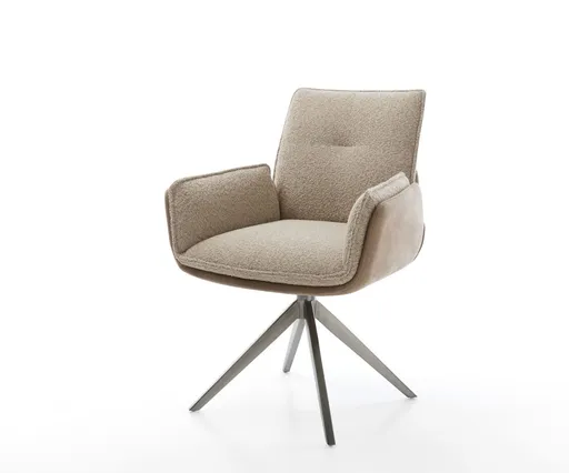 Otočná židle Nela-Flex směs materiálů bláto křížový rám široký