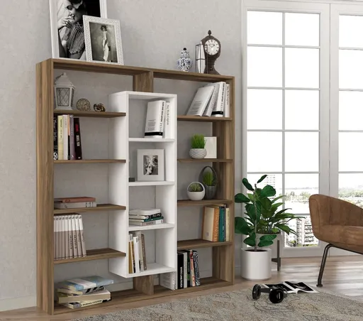 Knihovna Ample - Walnut, White