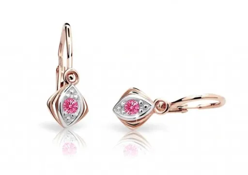 Cutie Jewellery Dětské náušnice z růžového zlata C1897-10-X-4 fuchsiová