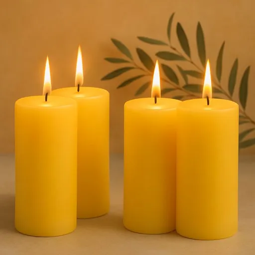 Žlutá parafínová svíčka 25 cm, 180 h hoření, sada 4 ks