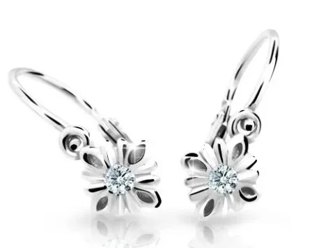 Cutie Diamonds Dětské kytičkové náušnice z bílého zlata s diamanty C2261-10-10-X-2-D