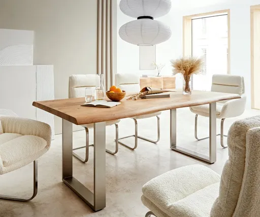 Jídelní stůl Edge 180x90 XL přírodní akácie nerezová ocel úzká