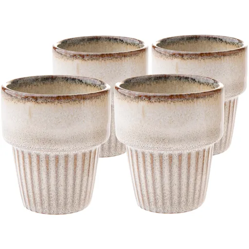 Sada 4 keramických hrnků Rustik 100 ml, béžová