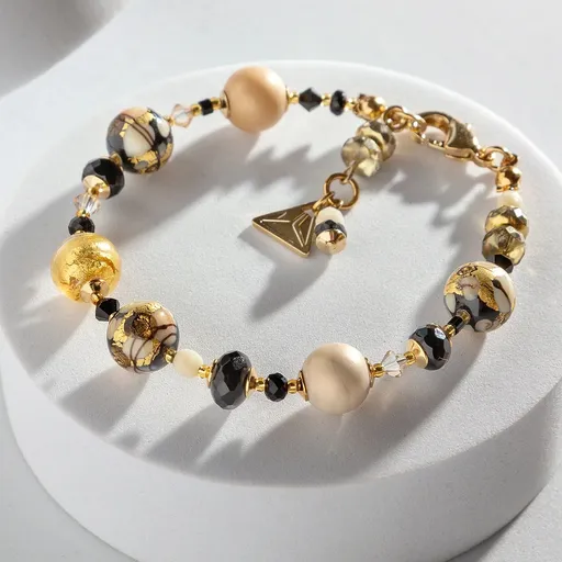 Lampglas Náramek Ivory Flame s 24karátovým zlatem v perlách Lampglas BP52