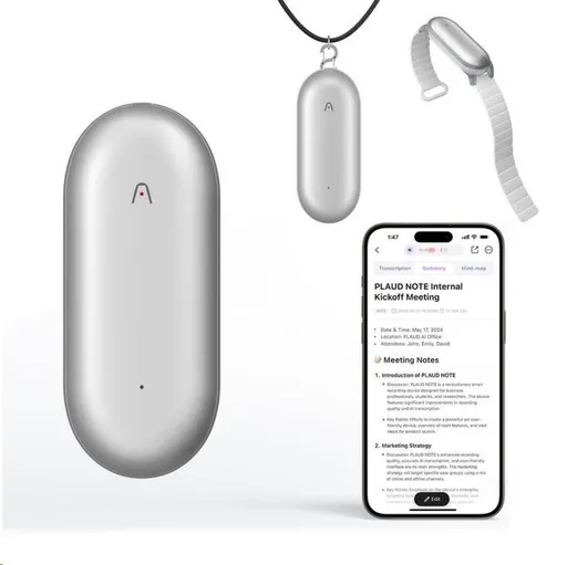 PLAUD Note Pin Silver - AI hlasový záznamník (2025)