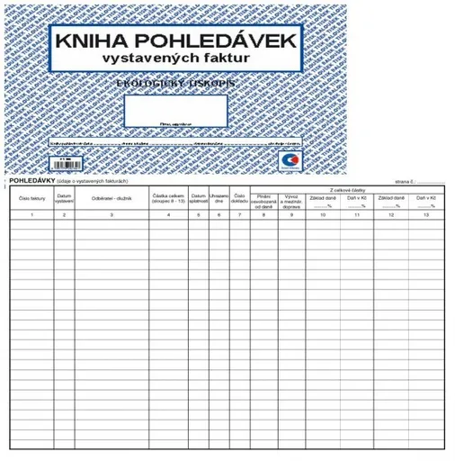 Tiskopis Kniha pohledávek vystavených faktur A4 40 stran BALOUŠEK