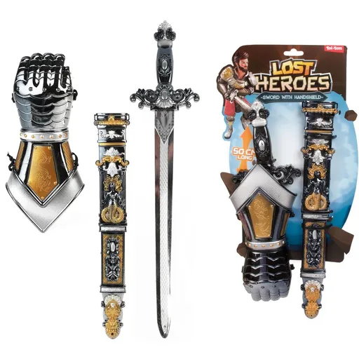 Rytířská sada plast meč 50 cm s pouzdrem, chránič na ruku 3ks na kartě