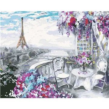 Diamondi - Diamantové malování - EIFFELOVA VĚŽ LETNÍ KAVÁRNA V PAŘÍŽI, 40x50 cm, bez rámu a bez vypn (604610A)