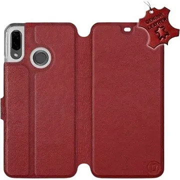 Flip pouzdro na mobil Huawei Nova 3 - Tmavě červené - kožené -   Dark Red Leather (5903226516650)