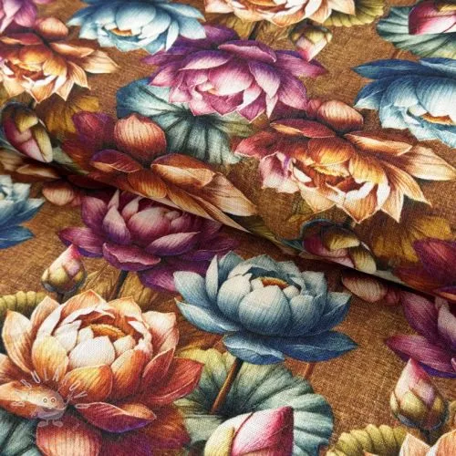 Viskóza se lnem Marigold design C digital print