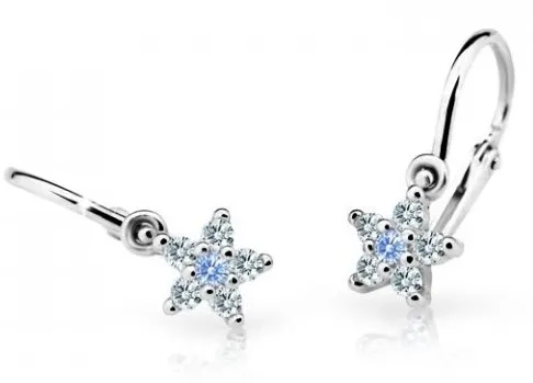 Cutie Jewellery Třpytivé dětské náušnice z bílého zlata C2118-10-X-2 světle modrá