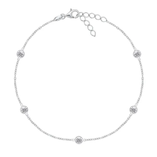 Brilio Silver Něžný stříbrný náramek na nohu se zirkony ANK106W