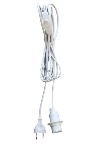 Bílá šňůra / kabel na lampu s vypínačem ON/ OFF - 4m / E14 Chic Antique