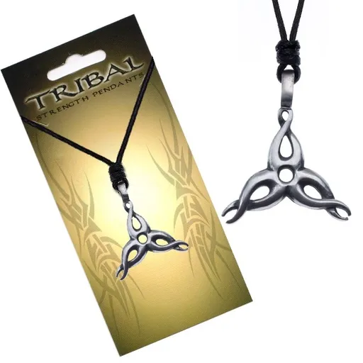 Šňůrkový náhrdelník, černý, TRIBAL přívěsek, trojúhelník