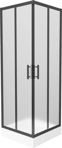 MEXEN/S Rio sprchový kout čtverec 70 x 70, dekor, černý + vanička Rio včetně výpustě 860-070-070-70-30-4510