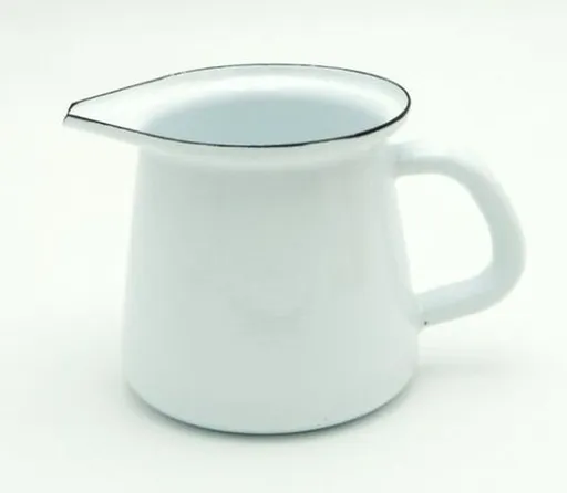 Bílá smaltovaná mlékovka White blue -11,5cm - 0.4L Münder Email